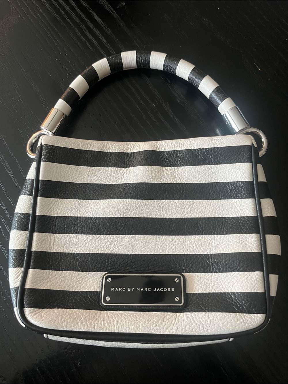 Marc by Marc Jacobs Black and White Striped Leather Bag